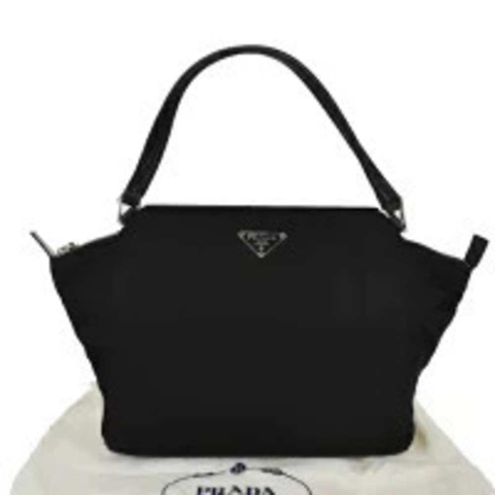 Prada Tessuto handbag iconic enameled Black